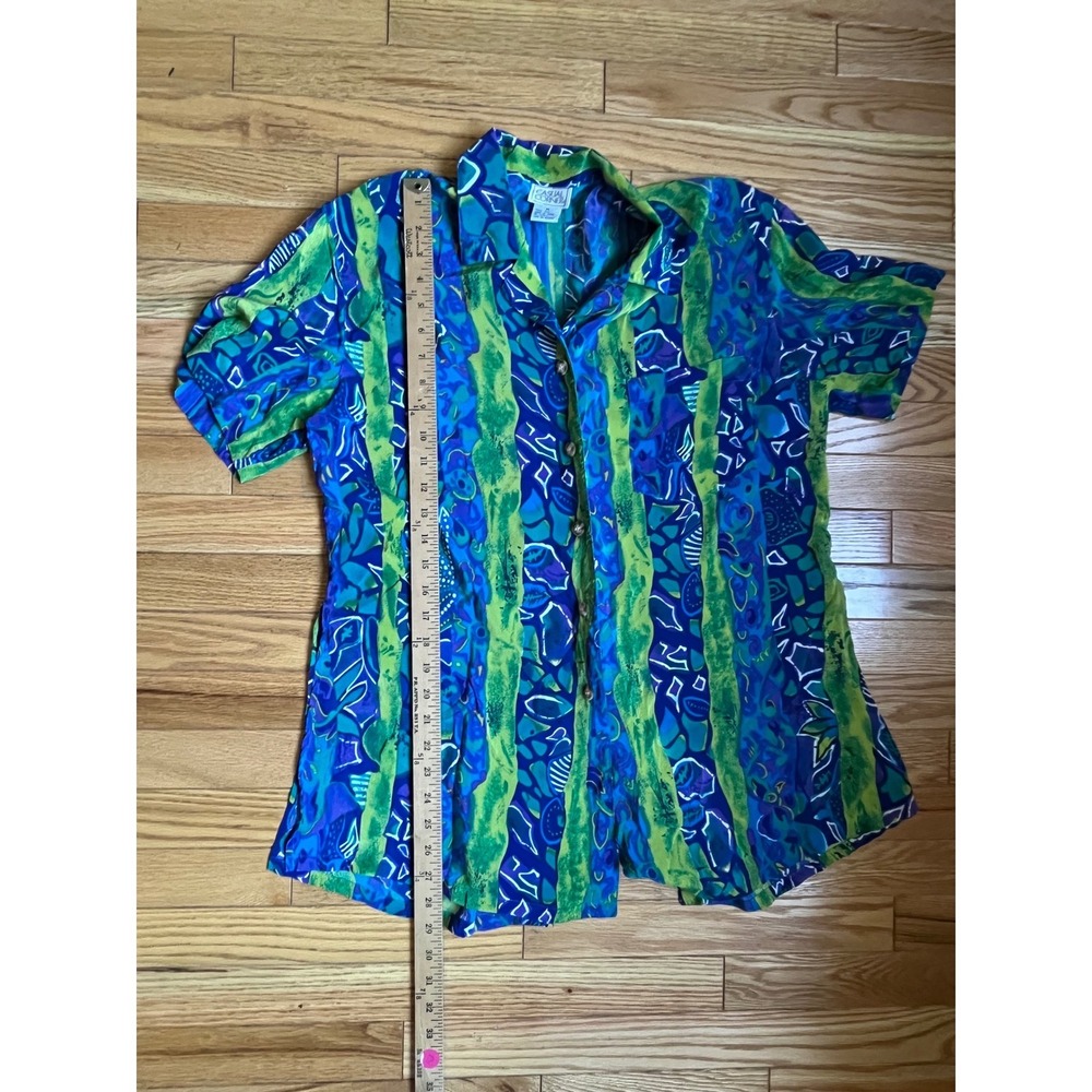 Casual Corner Vintage 90s 100% Silk Oversized Lagenlook Art to Wear Shirt M - Picture 6 of 7